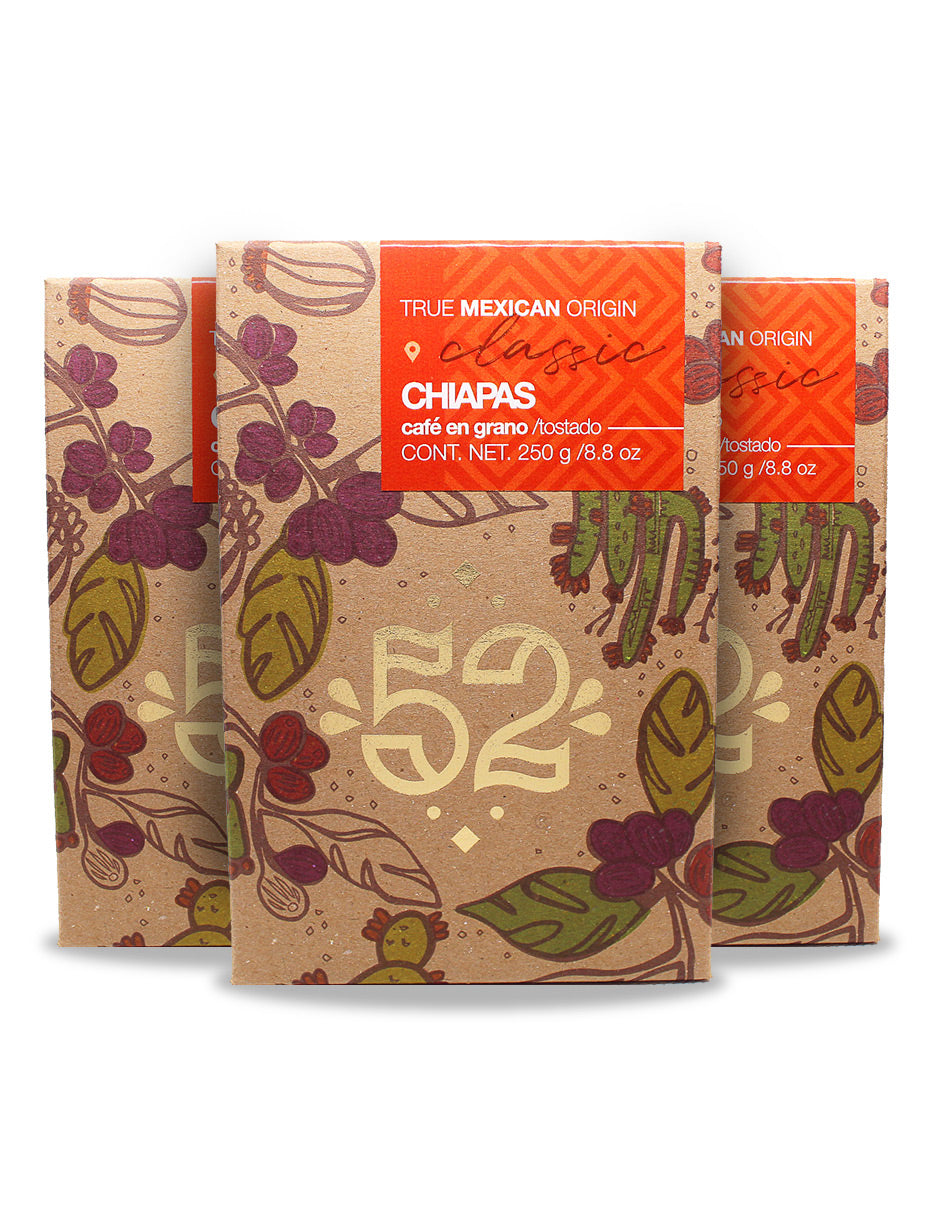 Café Artesanal 52 CLASSIC Chiapas Pack de 3 - Grano