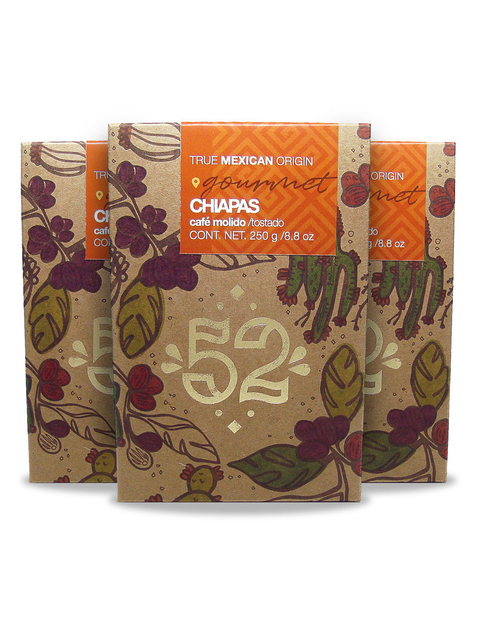 Café Artesanal 52 GOURMET Chiapas Pack de 3 - Molido