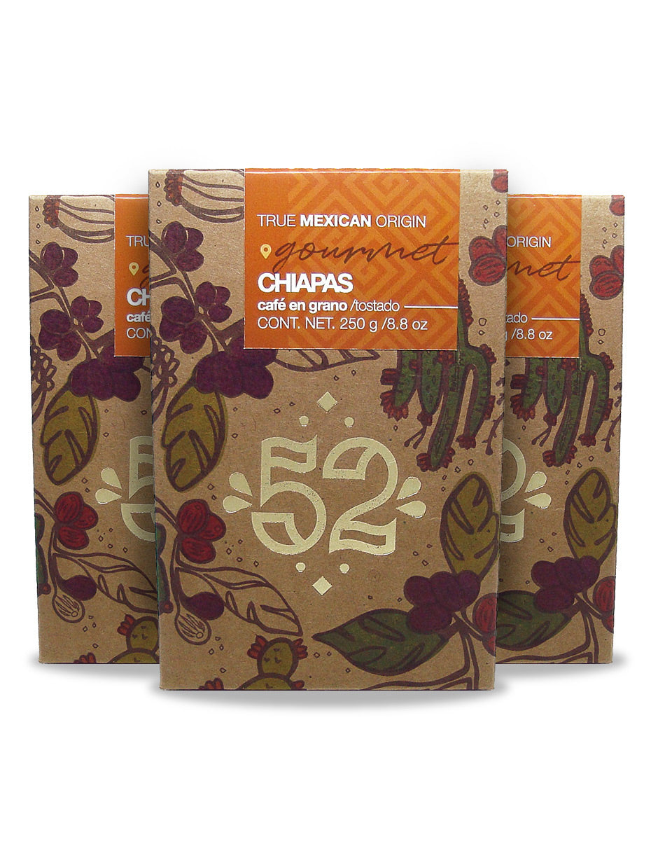 Café Artesanal 52 GOURMET Chiapas Pack de 3 - Grano