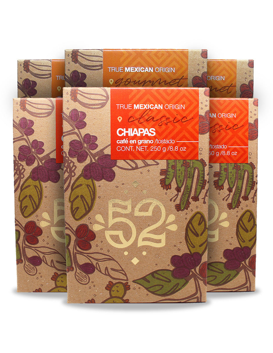 Café Artesanal 52 BEAN Chiapas Pack de 6 - Grano