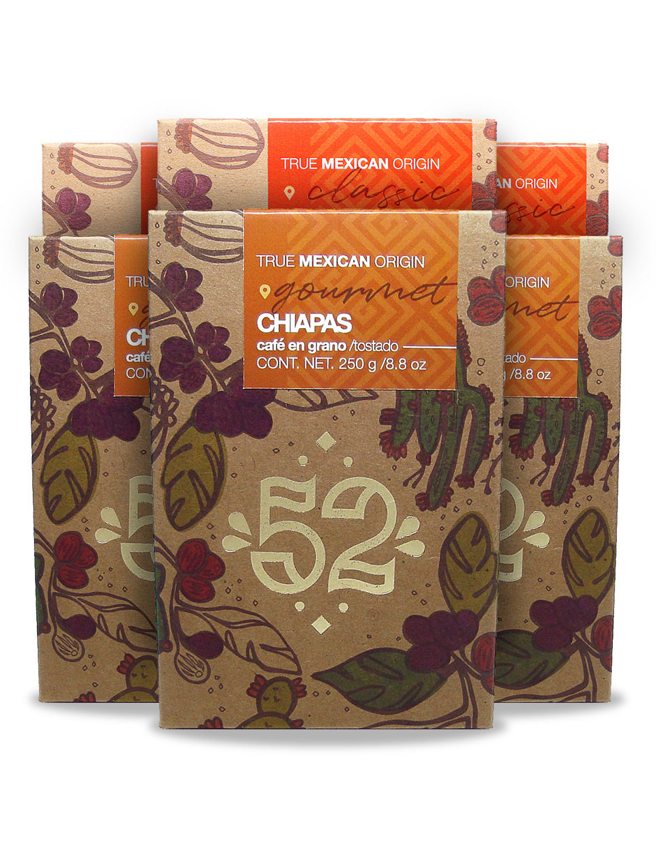 Café Artesanal 52 BEAN Chiapas Pack de 6 - Grano