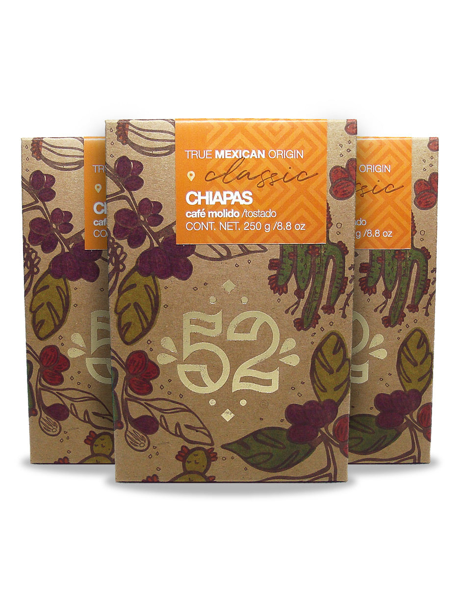 Café Artesanal 52 CLASSIC Chiapas Pack de 3 - Molido