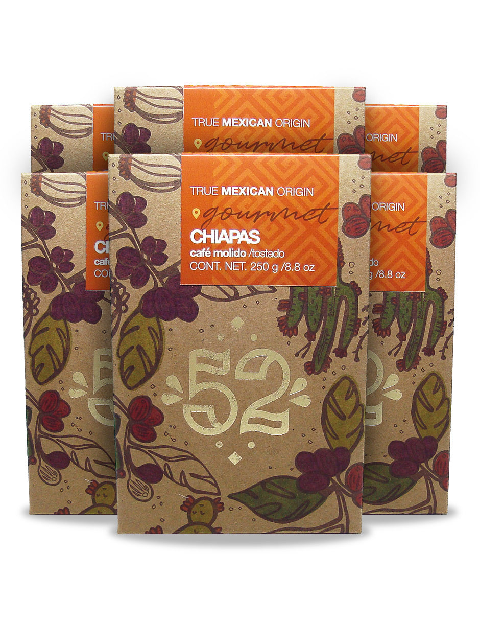Café Artesanal 52 GOURMET Chiapas Pack de 6 - Molido